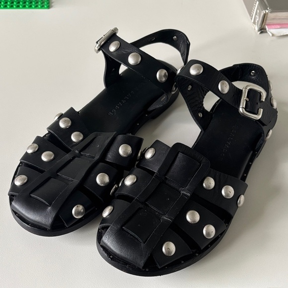 Freda Salvador Shoes - Studded Black Fisherman Sandals